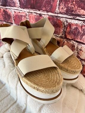 Jeffrey Campbell Merez Cream Platform Espadrille Sandals